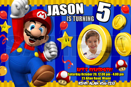 Costco Birthday Cakes on Super Mario Bros Birthday Party Invitation Photo Brothers Baby Shower
