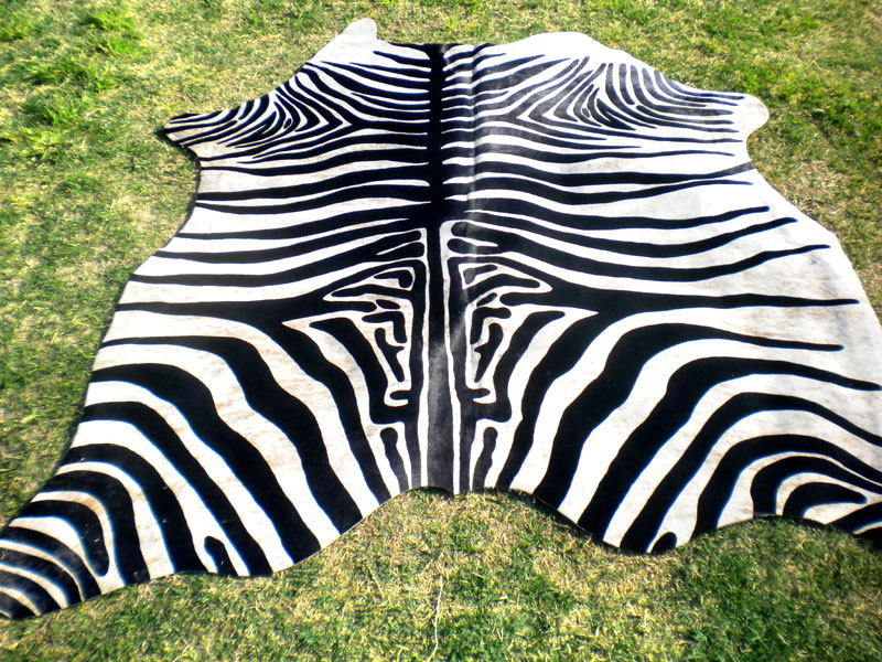 Zebra Print Printed Cowhide Skin Rug Steer Cow Hide DC3135