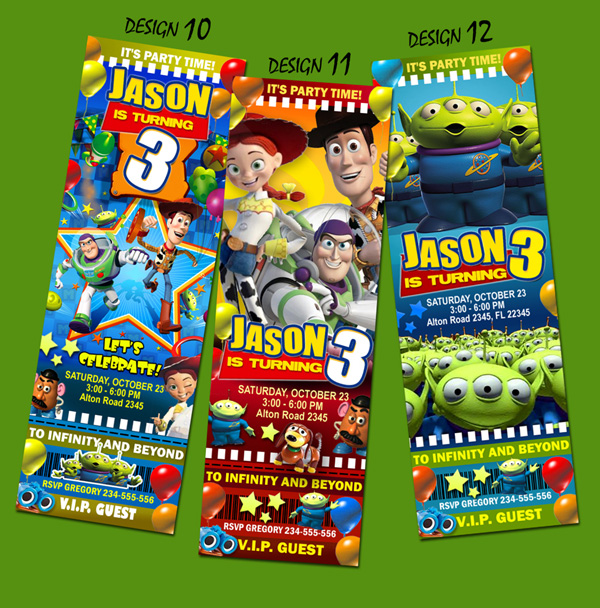Toy Story Birthday Party Invitation Ticket 1 2 3 Custom Invite Disney 1st C5